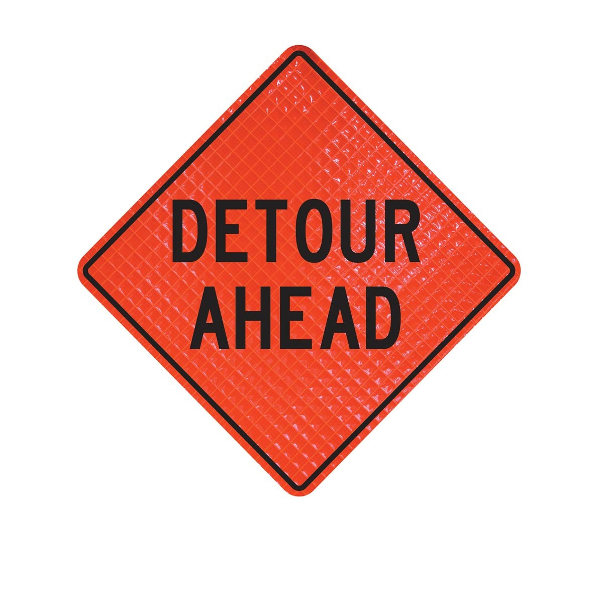 Cortina Safety Products 69" X 4" X 4" Orange And Black Lexan Polycarbonate Roll-Up Sign "DETOUR AHEAD"