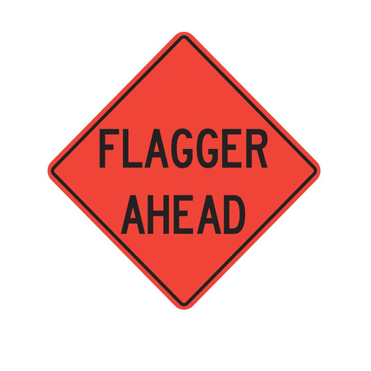 Cortina Safety Products 69" X 4" X 4" Orange And Black Lexan Polycarbonate Roll-Up Sign "FLAGGER AHEAD"