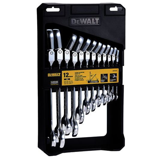 DEWALT® Silver Chrome Flex Head Ratcheting 12-Piece Wrench Set