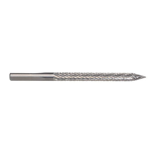 RADNOR™ STB-012T 3/16" X 2" Tri-Shank Tire Shape Double Cut Carbide Burr