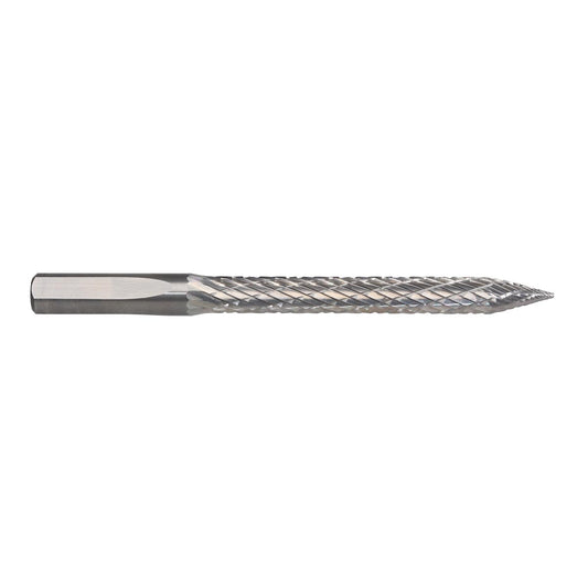 RADNOR™ STB-013T 7/32" X 2" Tri-Shank Tire Shape Double Cut Carbide Burr