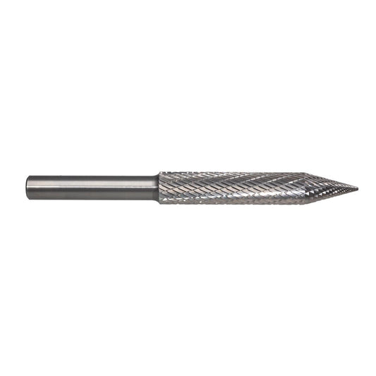 RADNOR™ STB-018 1/2" X 3" Round Shank Tire Shape Double Cut Carbide Burr