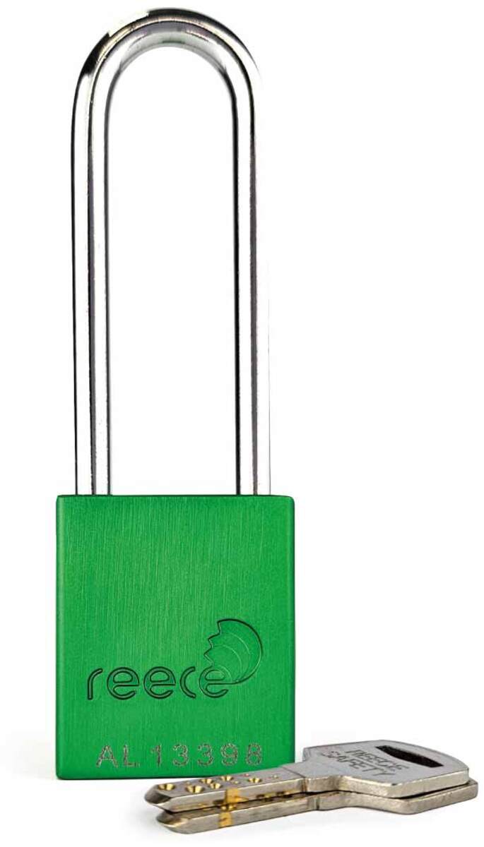 Reece Safety Green Anodized Aluminum Padlock (Keyed Alike)