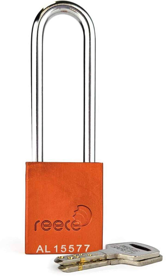 Reece Safety Orange Anodized Aluminum Padlock (Keyed Alike Sets)