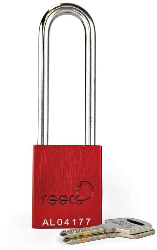 Reece Safety Red Anodized Aluminum Padlock (Keyed Differently)