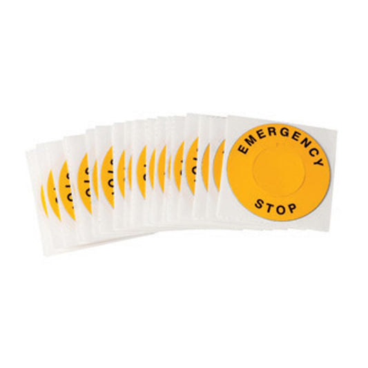 Brady® 2.36" Black/Yellow Raised Polyester Label (25 Per Pack) "EMERGENCY STOP"