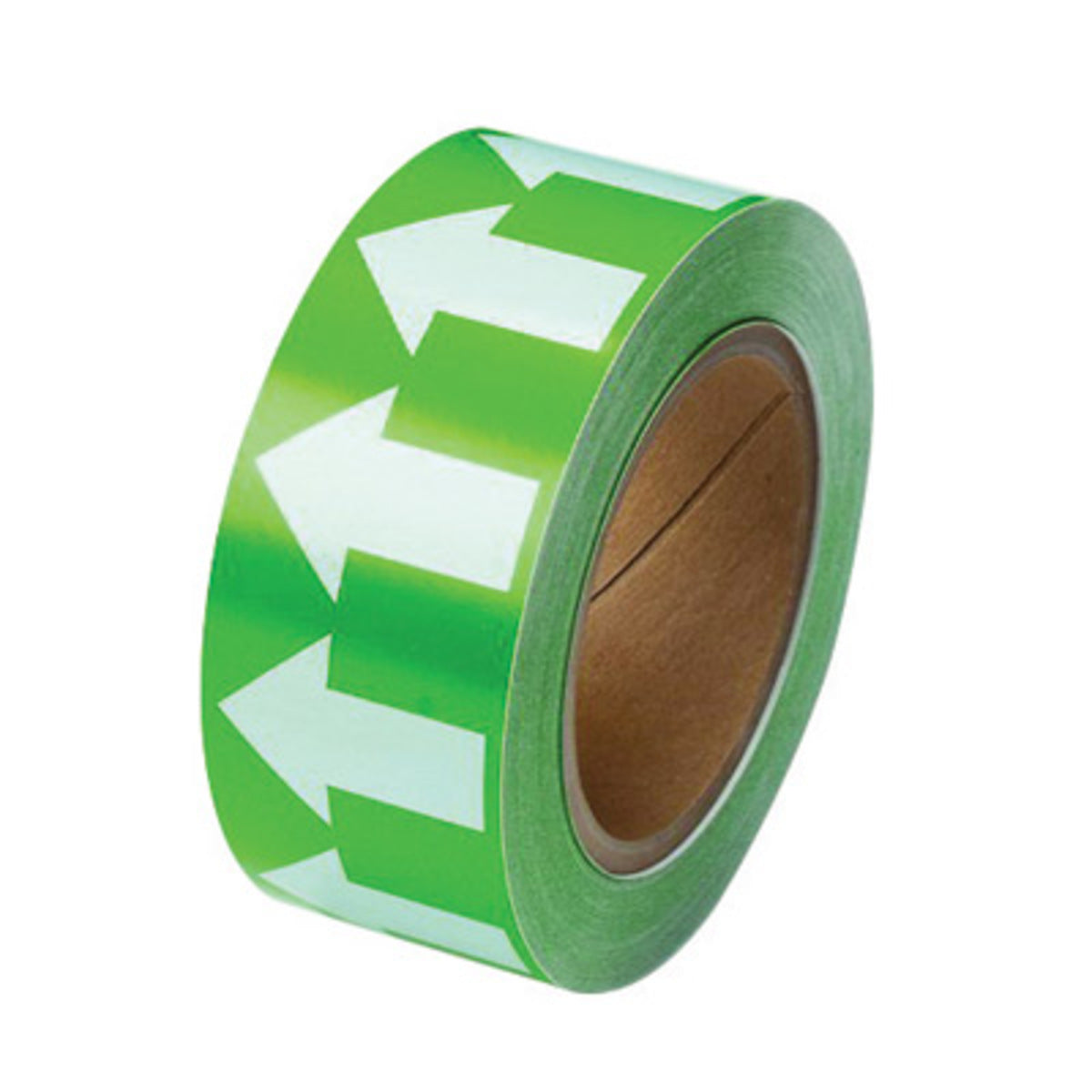 Brady® 2" X 30 yd White/Green 4 mil Vinyl Directional Flow Arrow Tape