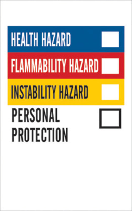 Brady® 2" X 1 1/4" Black/Blue/Red/Yellow/White Permanent Acrylic Vinyl Label (500 Per Roll) "HEALTH HAZARD FLAMMABILITY HAZARD PHYSICAL HAZARD PERSONAL PROTECTION"