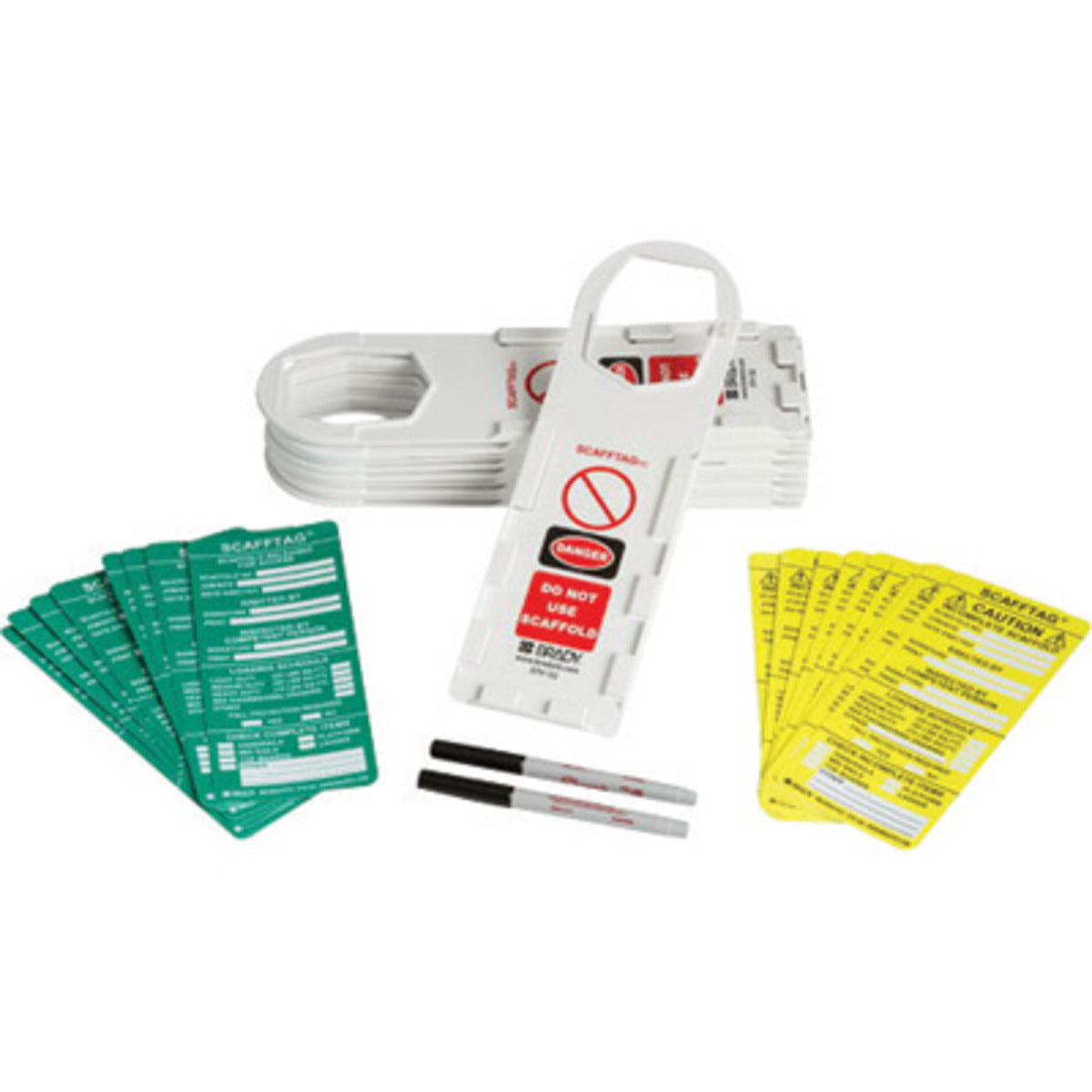 Brady® 12.85" X 2.65" X 4 3/4" Green/Yellow/White SCAFFTAG® Tag Kit "DANGER DO NOT USE SCAFFOLD"