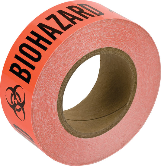 Brady® 2" X 108' Black/Orange 11 mil Polyester Barricade Tape "BIOHAZARD"