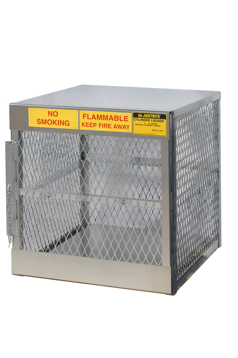 Justrite® 4 Cylinder Vertical Silver Aluminum Storage Locker