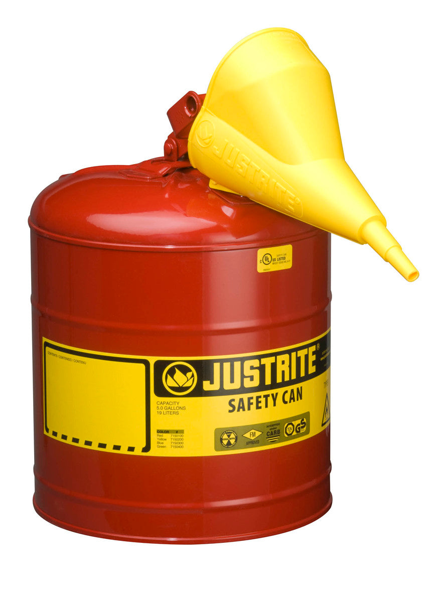 Justrite® 5 Gallon Red Galvanized Steel Safety Can