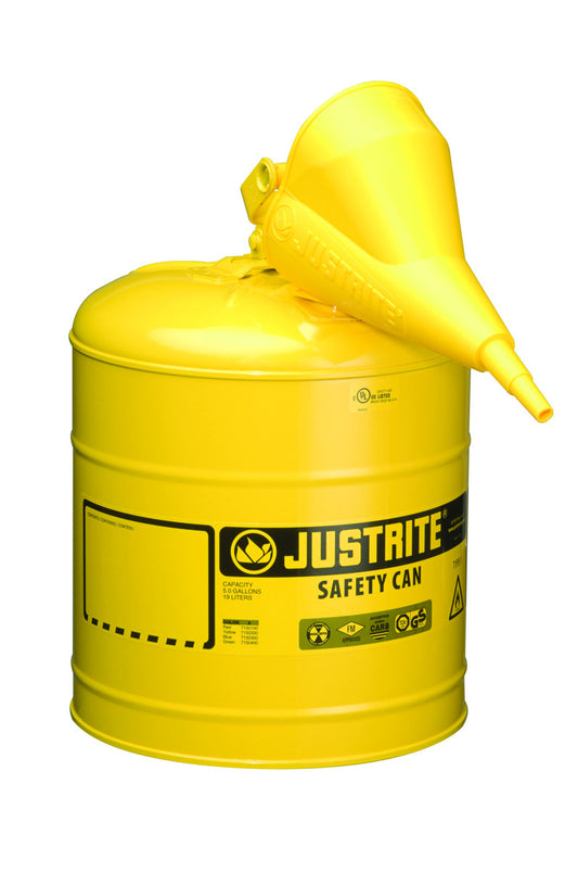 Justrite® 5 Gallon Yellow Galvanized Steel Safety Can