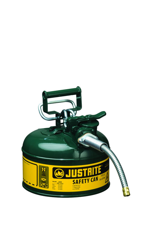 Justrite® 1 Gallon Green AccuFlow™ Galvanized Steel Safety Can