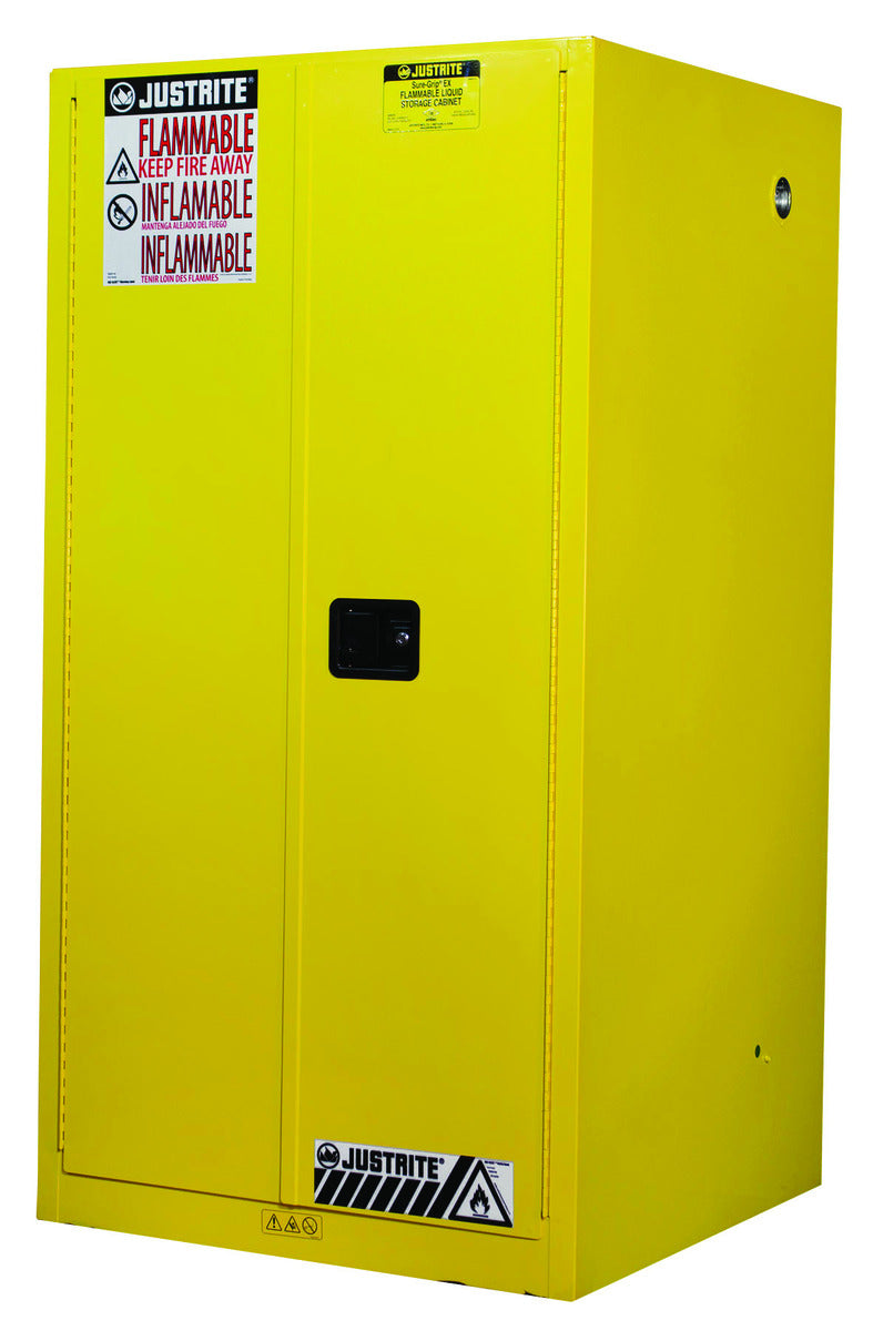 Justrite® 60 Gallon Yellow Sure-Grip® EX 18 Gauge Cold Rolled Steel Safety Cabinet