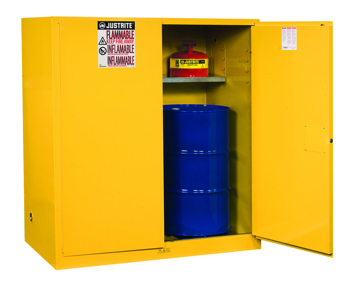 Justrite® 110 Gallon Yellow Sure-Grip® EX 18 Gauge Cold Rolled Steel Safety Cabinet