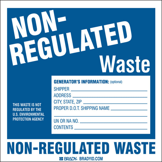 Brady® 6" X 6" Blue/White Permanent Acrylic Vinyl Label (100 Per Pack) "GENERATOR INFORMATION___, ETC."