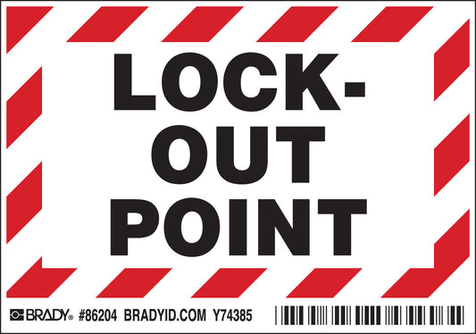 Brady® 3 1/2" X 5" Black/Red/White Permanent Acrylic Polyester Label (5 Per Pack) "LOCK-OUT POINT"