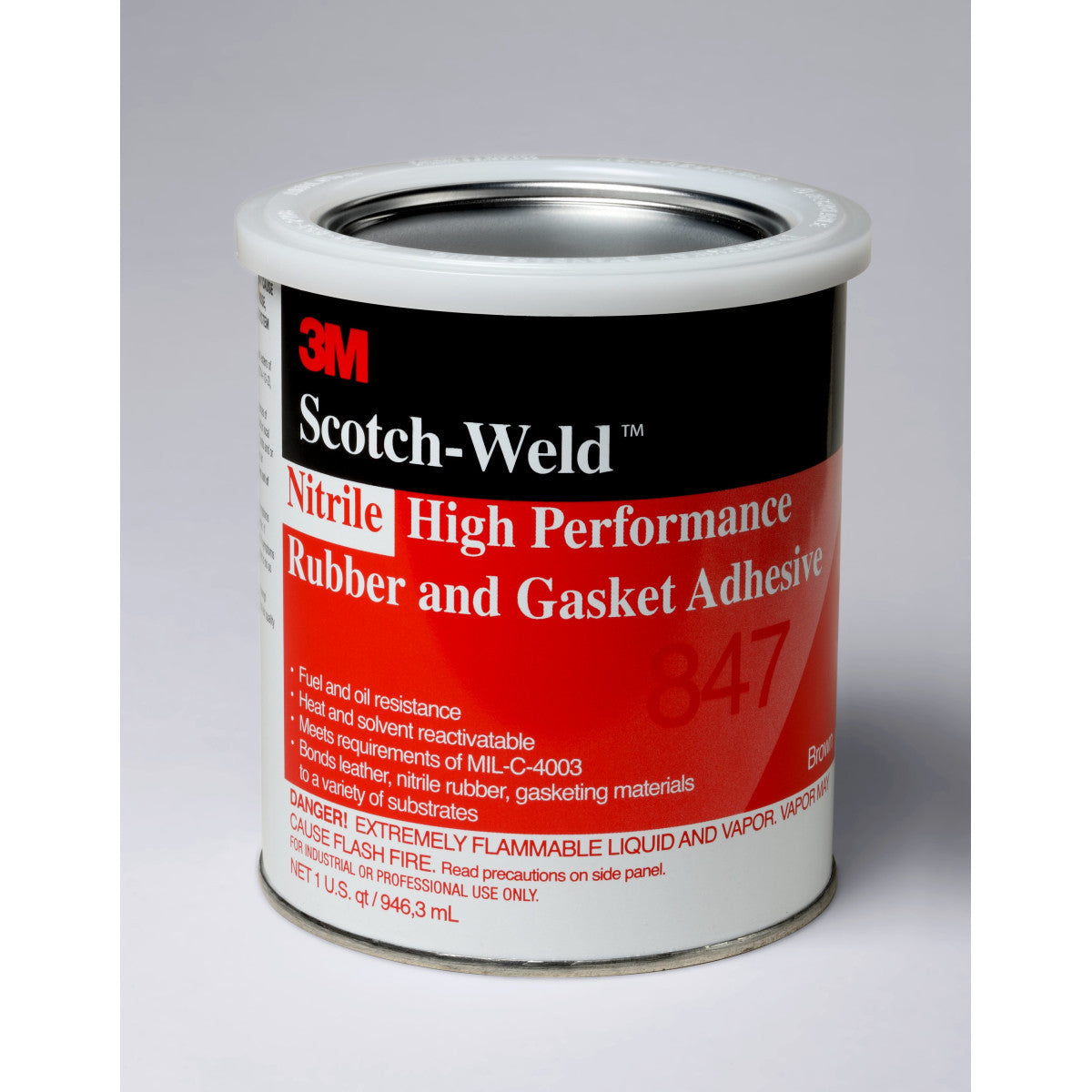 3M™ Scotch-Weld™ Scotch-Grip™ 847 Dark Brown Medium Liquid 1 Quart Can High Performance Rubber And Gasket Adhesive
