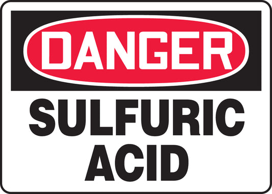 Accuform Signs® 7" X 10" Red/Black/White Dura-Plastic Safety Sign "DANGER SULFURIC ACID"