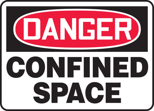 Accuform Signs® 10" X 14" White/Red/Black Aluminum Safety Sign "DANGER CONFINED SPACE"