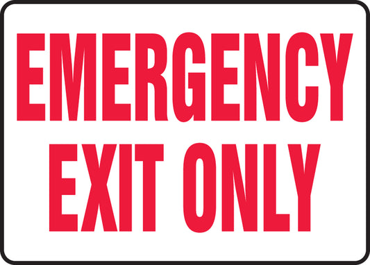 Accuform Signs® 10" X 14" Red/White Dura-Plastic Safety Sign "EMERGENCY EXIT ONLY"