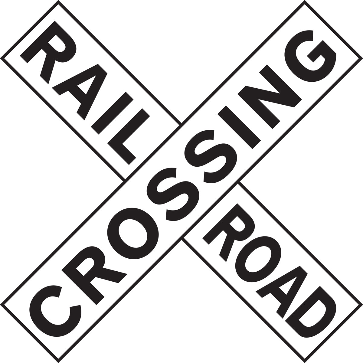 Accuform Signs® 9" X 48" X 90" Black/White Engineer Grade Reflective Aluminum Parking And Traffic Sign "RAILROAD CROSSING"