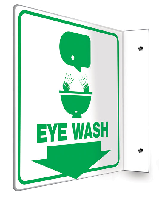 Accuform Signs® 8" X 8" Green/White Plastic Projection™ 90D Projection Sign "EYE WASH"