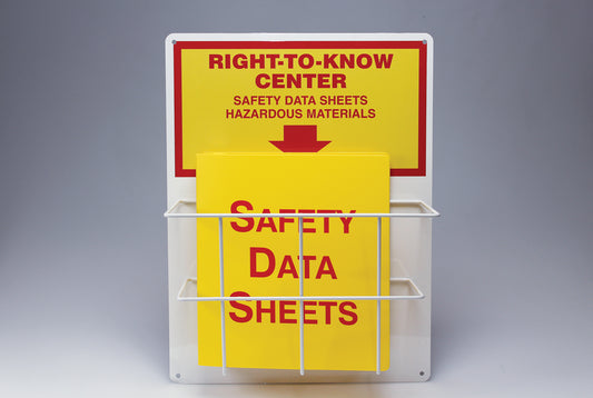 Accuform Signs® 20" X 15" Yellow/Red Aluminum Safety Sign "RIGHT-TO-KNOW CENTER SAFETY DATA SHEETS HAZARDOUS MATERIALS"