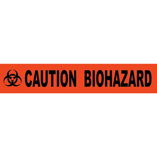 NMC™ 3" X 1000' Black/Orange 3 mil Polyethylene Barricade Tape "CAUTION BIOHAZARD"