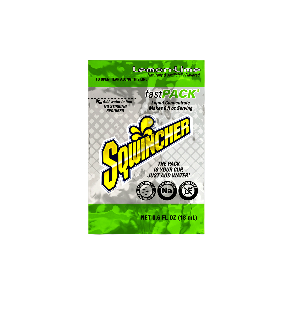 Sqwincher® .6 Ounce Lemon Lime Flavor Fast Pack® Packet Electrolyte Drink