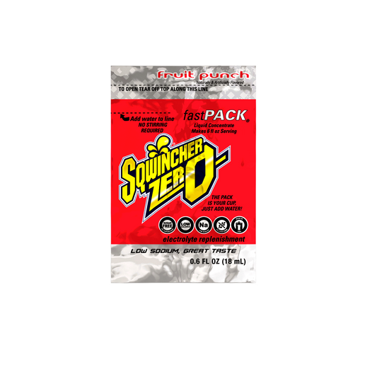 Sqwincher® .6 Ounce Fruit Punch Flavor Fast Pack® ZERO Packet Sugar Free/Low Calorie Electrolyte Drink