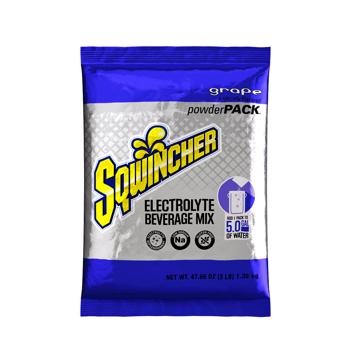 Sqwincher® 47.66 Ounce Grape Flavor Powder Pack Bag Electrolyte Drink