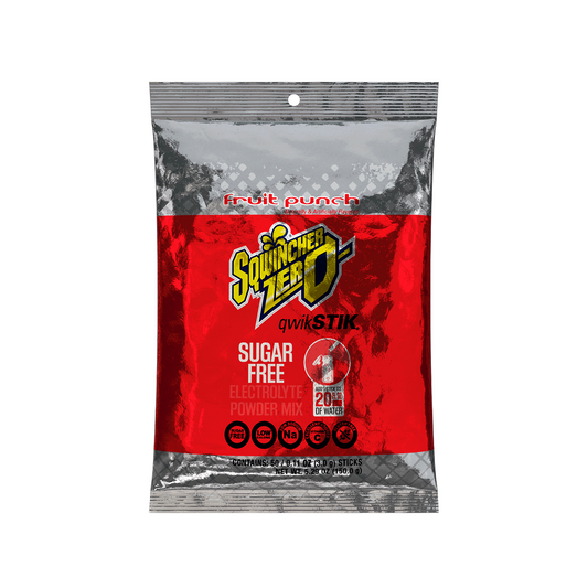 Sqwincher® .11 Ounce Fruit Punch Flavor Qwik Stik® ZERO Packet Sugar Free/Low Calorie Electrolyte Drink