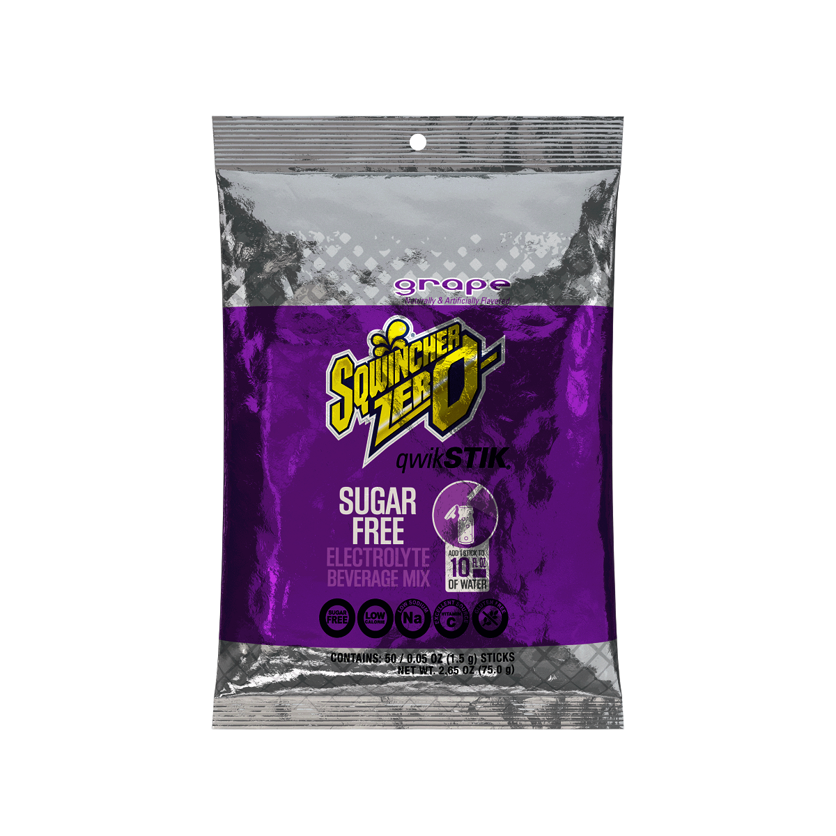 Sqwincher® .06 Ounce Grape Flavor Qwik Stik® ZERO Packet Sugar Free/Low Calorie Electrolyte Drink (500 Per Case)