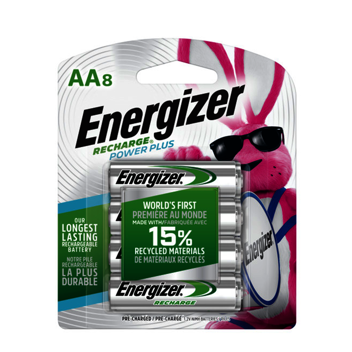 Energizer® AA Nickel-Metal Hydride 1.2 Volt Rechargeable Batteries (8 Per Package)