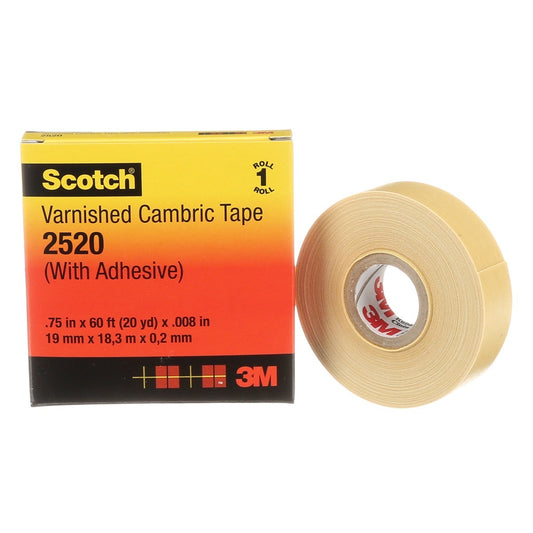 3M™ 0.75" X 60' Yellow Scotch® 2520 8 mil Cotton Electrical Tape