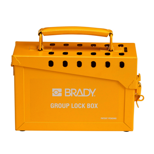 Brady® Yellow Steel Lock Box "LOCK BOX LOCK OUT FOR SAFETY"