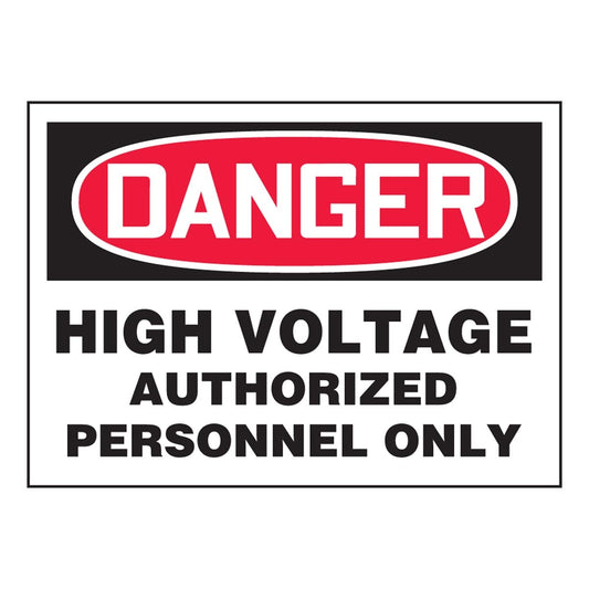 AccuformNMC™ 5" X 7" Black/Red/White Vinyl Electrical Safety Label "DANGER HIGH VOLTAGE AUTHORIZED PERSONNEL ONLY"