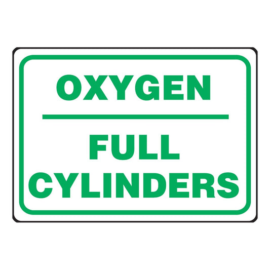 AccuformNMC™ 10" X 14" Green/White Aluminum Safety Sign "OXYGEN FULL CYLINDERS"