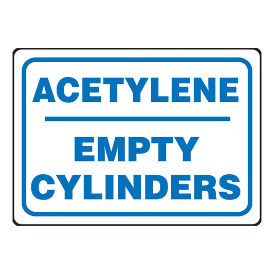 AccuformNMC™ 7" X 10" Blue/White Aluminum Safety Sign "ACETYLENE EMPTY CYLINDERS"