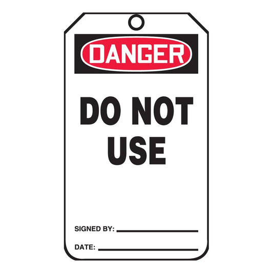 AccuformNMC™ 5 3/4" X 3 1/4" Black/Red/White PF-Cardstock Safety Tag "DANGER DO NOT USE SIGNED BY:___DATE:___/DANGER DO NOT REMOVE THIS TAG! REMARKS:___"