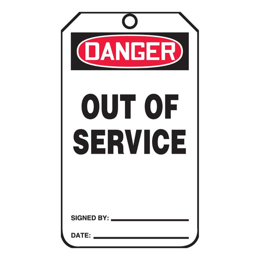 AccuformNMC™ 5 3/4" X 3 1/4" Red/Black/White Cardstock Safety Tag "DANGER OUT OF SERVICE/DANGER DO NOT REMOVE THIS TAG!"