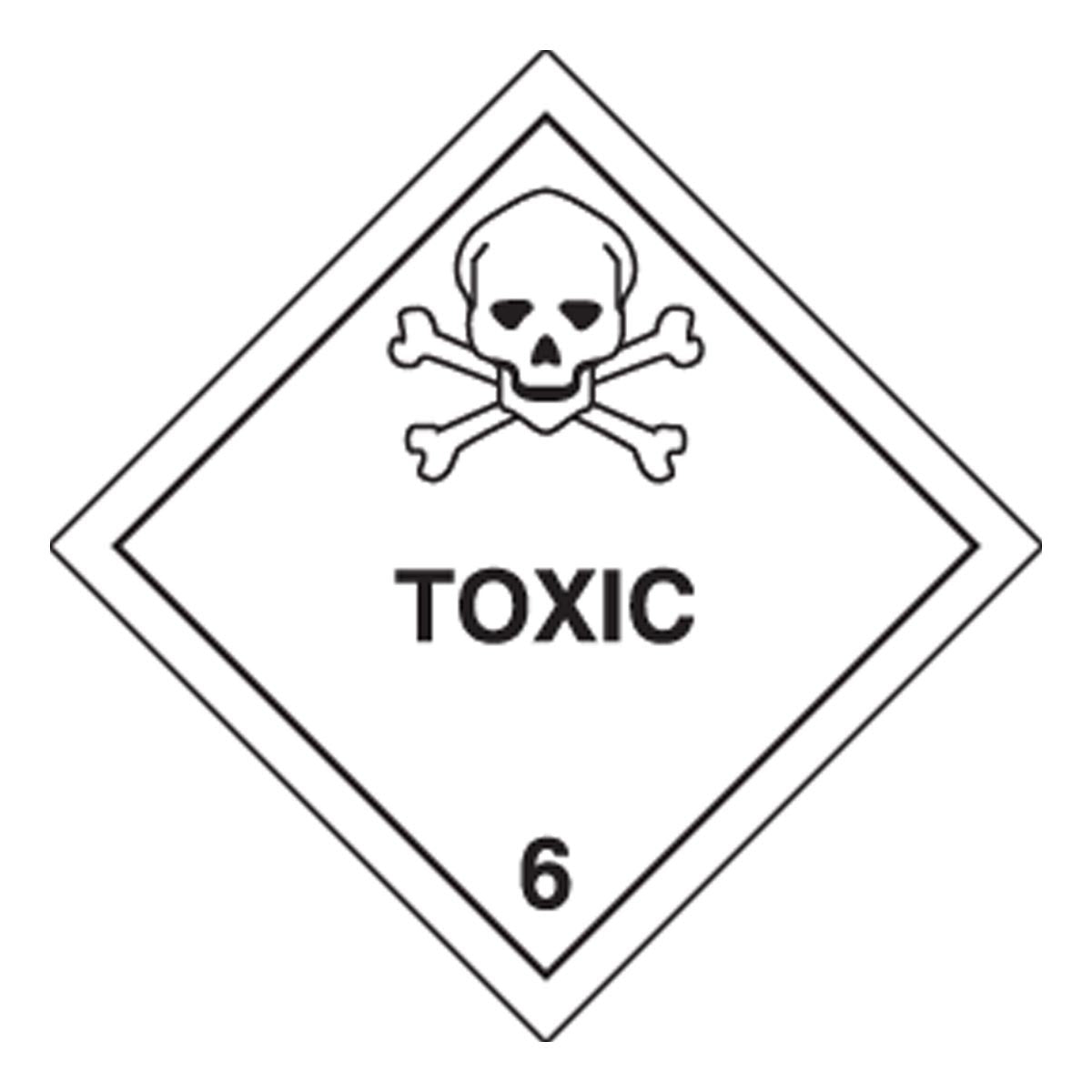 AccuformNMC™ 4" x 4" Black/White Poly HAZARD CLASS 6 Label "TOXIC 6 (With Graphic)"