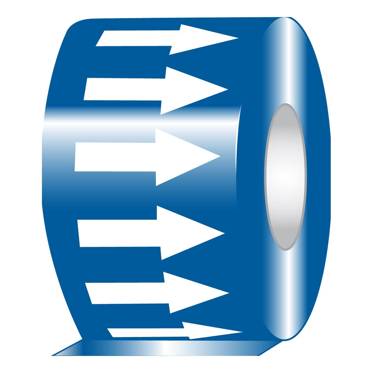 AccuformNMC™ 2" X 54' Blue/White Vinyl Directional Flow Arrow Tape "(WHITE ARROWS GRAPHIC)"