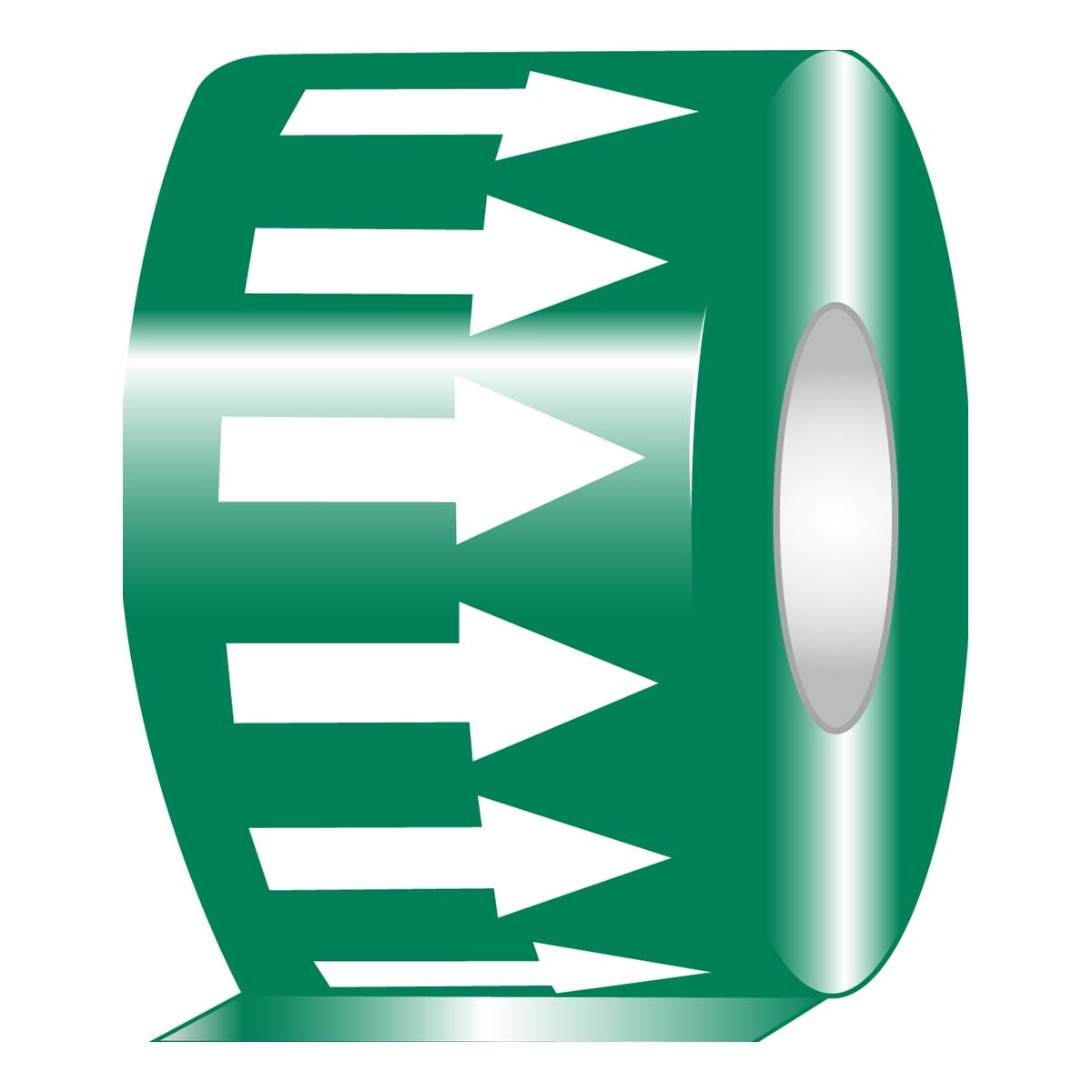 AccuformNMC™ 2" X 54' Green/White Vinyl Directional Flow Arrow Tape "(WHITE ARROWS GRAPHIC)"