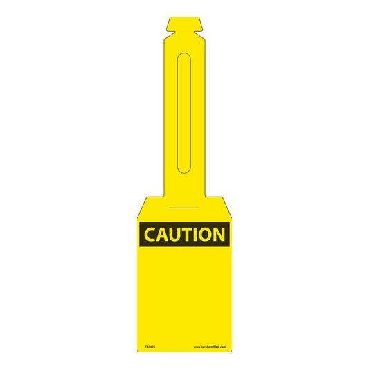 AccuformNMC™ 5 1/4" X 3 1/4" Black/Yellow Loop 'n Strap™ Polyethylene Safety Tag "CAUTION SIGNED BY:___DATE:___ (Blank)"