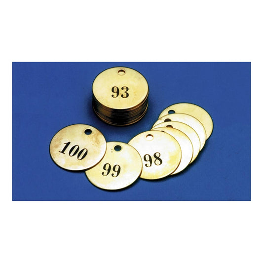 AccuformNMC™ 1 1/2" Black/Brass Brass Numbered Tag "001 - 025"