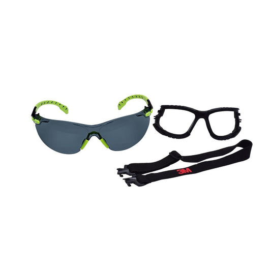 3M™ Solus™ Black and Green Safety Glasses With Gray Anti-Scratch/Anti-Fog Lens