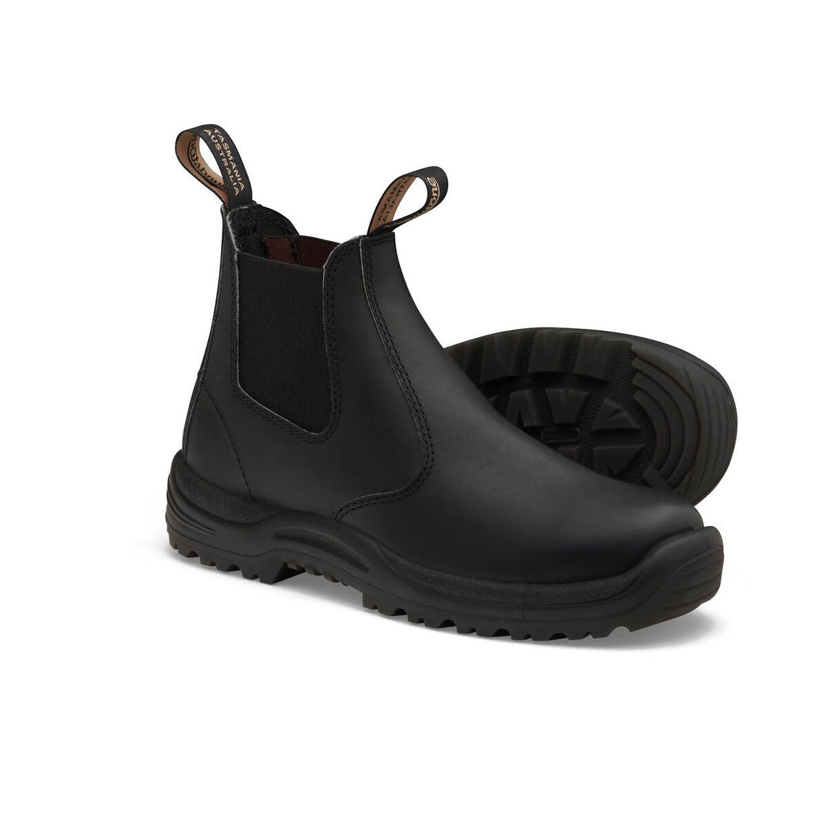 Size 10 Black #491 Leather Plain Soft Toe Boots With TPU